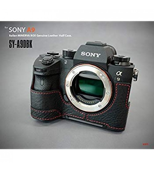 Leather Metal Grip Half Case SY-A9DBK for Sony A9 